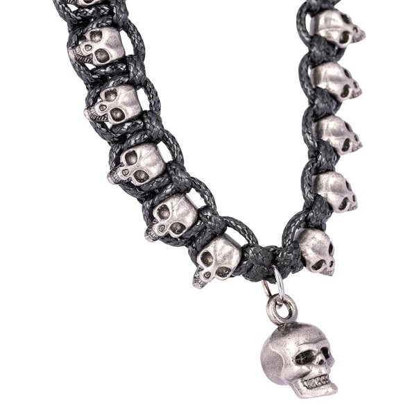 Collar con cordón y calavera de plátano azul (negro) | Accesorios alternativos