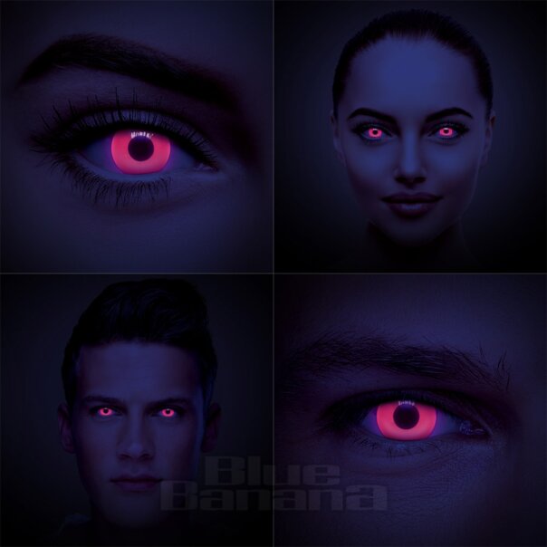UV i-Glow 30 Tage rote farbige Kontaktlinsen, Coloured Contacts UK