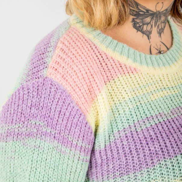 Banned Nola Pastel Rainbow Jumper (Multicolour) | Alternative Fashion Blue Banana
