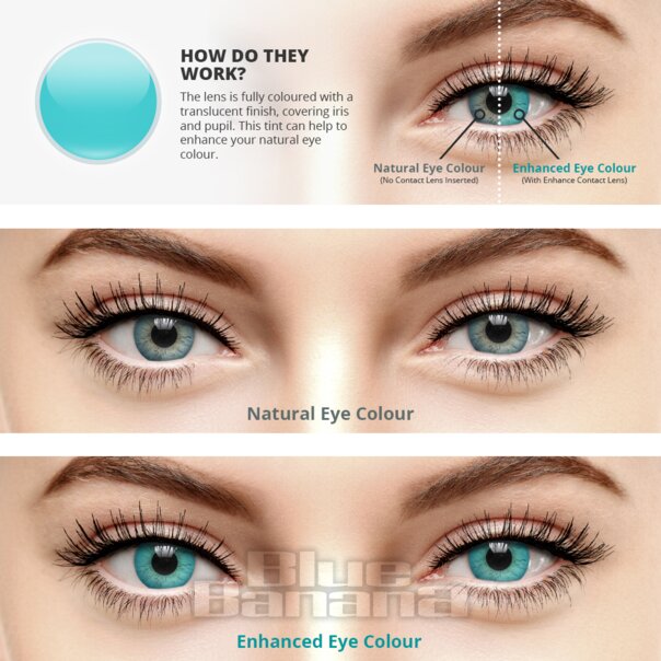 Enhance Tint Aqua Coloured Contacts, Monthly Lenses
