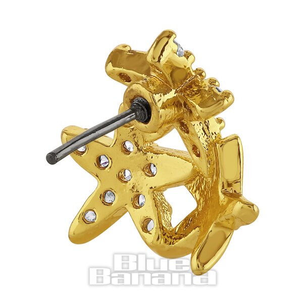 Blue Banana Poliertes Titan, 1,2 X 8 Mm, 3 Sterne Fadenloses Labret (Gold) | Blue Banana