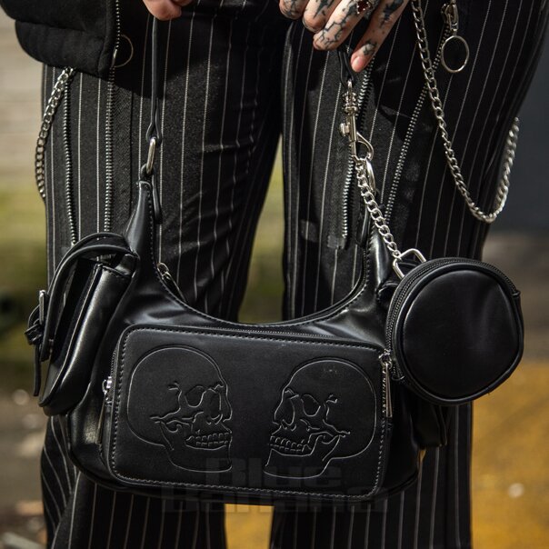 Banned Twin Terror Skull Handbag (Black) | Alternative Accessories