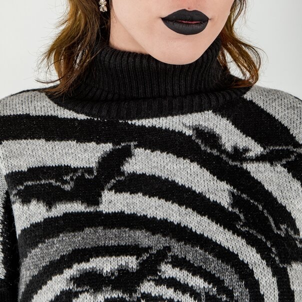 Banned Twisted Batfall Dress (Black/Grey) | Alternative Knits | Autumn Fashion