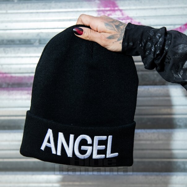 Angel Beanie Hat, Black Gothic Headwear | Blue Banana UK