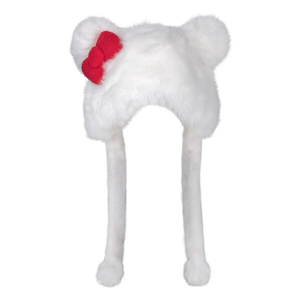 Blue Banana Cat Bow Fluffy Hat (White) | Alternative Beanies