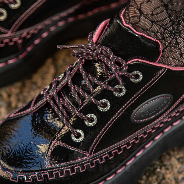Dr Martens Buzz Patent Shoe (Black/Pink) | Alternative Dr Martens Shoes
