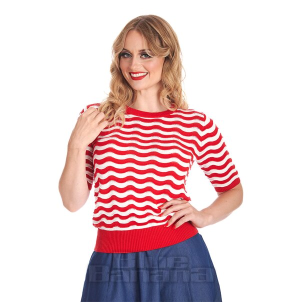 Jumper De Olas Rojas/Blancas Banned | Saltadores Vintage