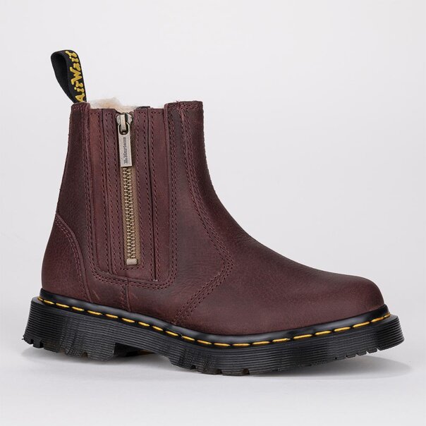 Dr Martens Chelsea 2976 Alyson Zip Grizzly Boots (Cherry) | Autumnal Dr Martens