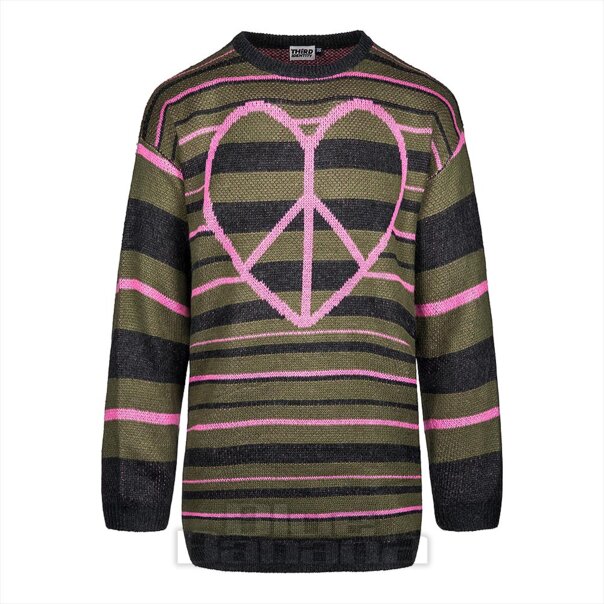 Third Identity Mantra Heart & Peace Jumper (Olive/Pink) | Blue Banana