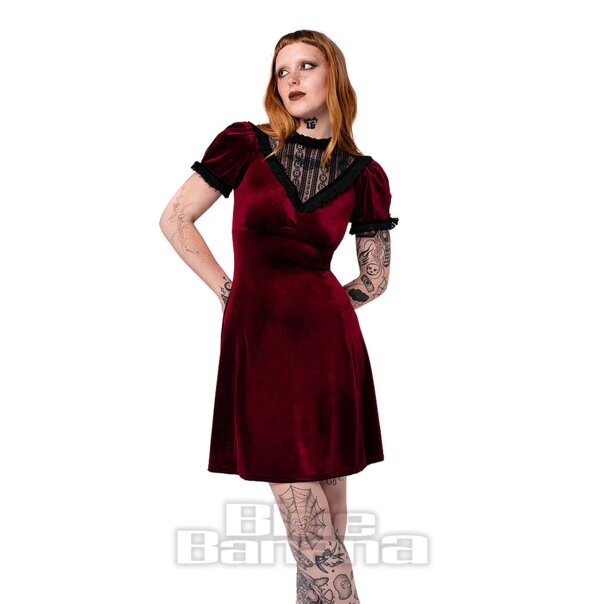 Hell Bunny Mourning Dress (Burgundy) | Blue Banana
