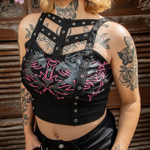 Heartless Thornchant Top (Black/Pink) | Alternative Clothing