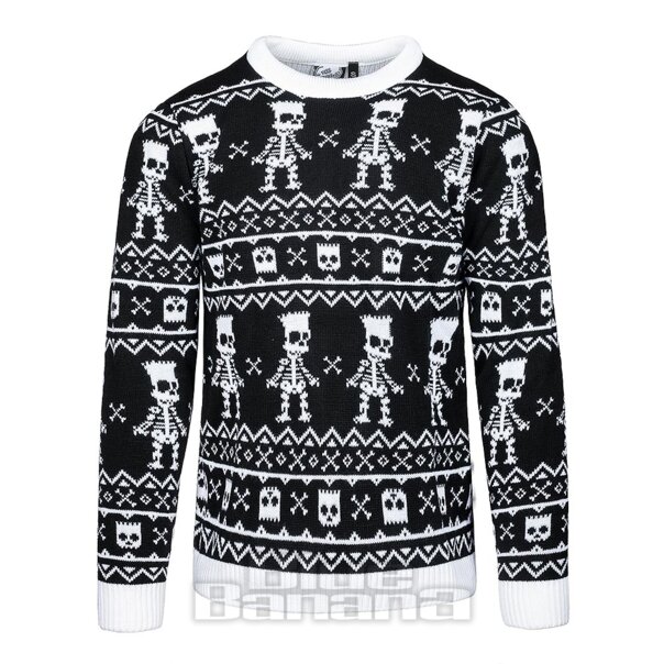 The Simpsons Official Bart Skeleton Jumper (Black/White) | Blue Banana
