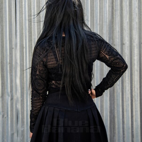 Hell Bunny Mea Culpa Top (Black) | Alternative Long Sleeved Tops