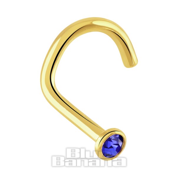 Gold Sapphire 2mm Nose Stud | Piercing Jewellery