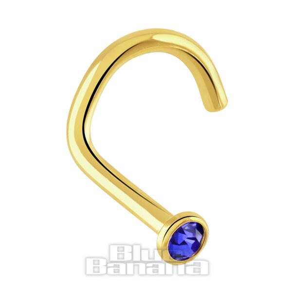 Blue Banana Plasma Gold 2.0mm Nasenstecker (Saphir)