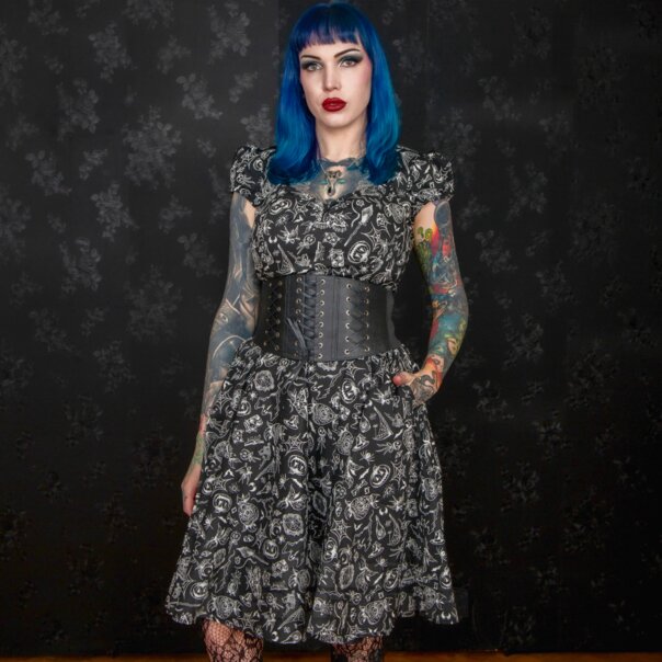 Abito midi Hell Bunny Mischief (nero) | Blue Banana