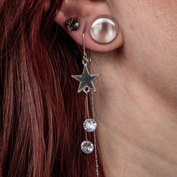 Blue Banana Moon & Star Earrings (Black) | Gothic Earrings