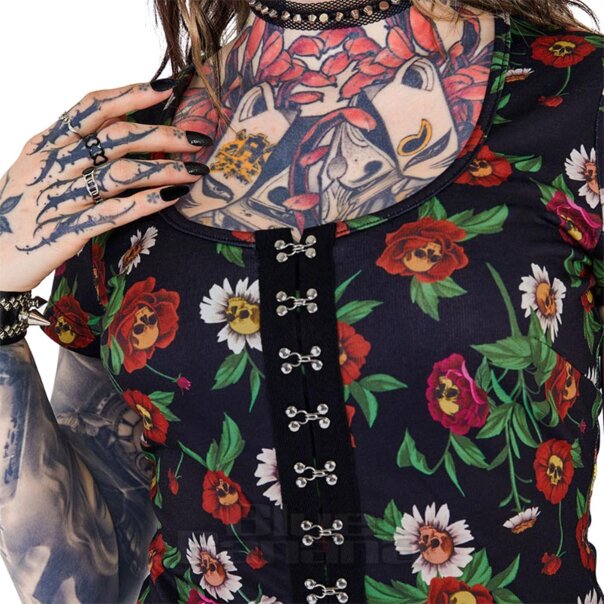 Jawbreaker Flower Skull Top (Schwarz) | Blue Banana