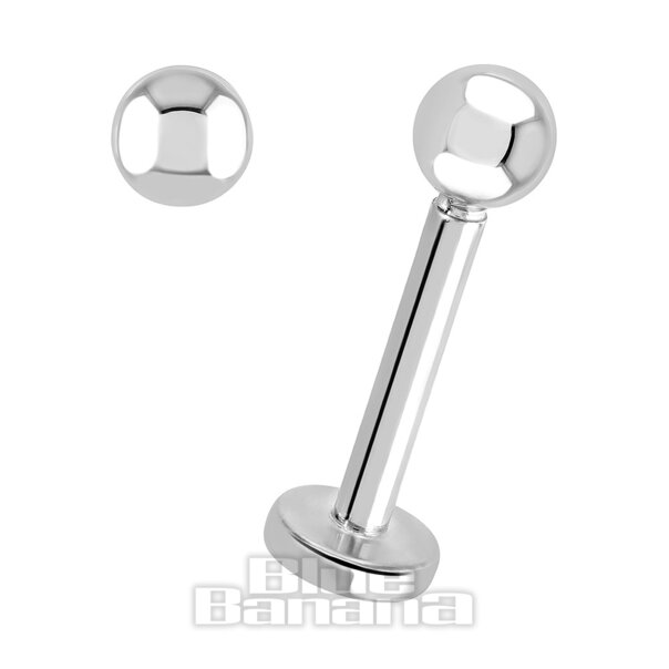 Blue Banana 1.6mm Surgical Steel Silver Coloured Labret, Body Jewellery UK