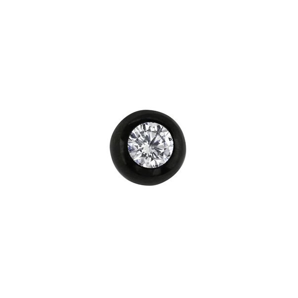Boule à bijoux en cristal de titane noir de 3 mm | Haut de perçage fileté intérieurement