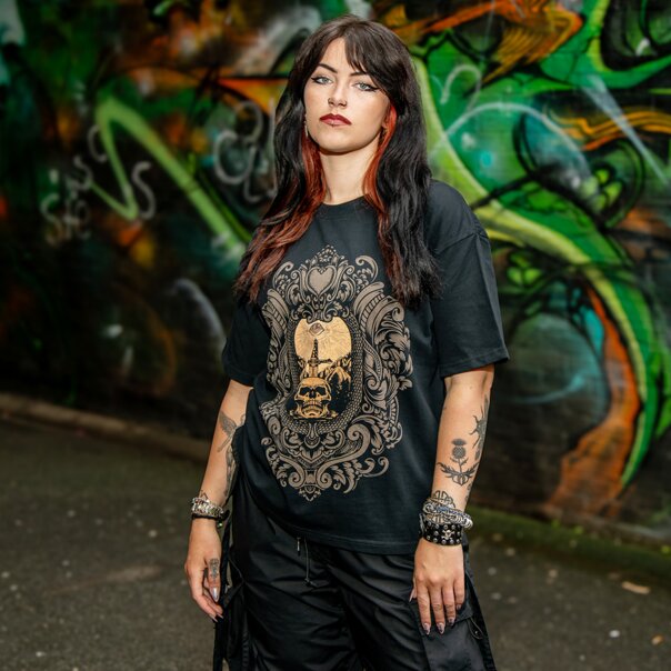 Blue Banana Sword & Skulls T-Shirt (Black) | Printed T-Shirts