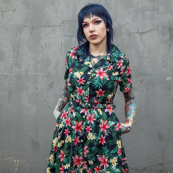 Banned Tropical Kate (Navy) | Alternative Dresses Blue Banana
