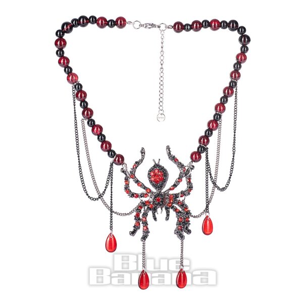 Blue Banana Spider Bead Necklace (Black/Red) | Blue Banana