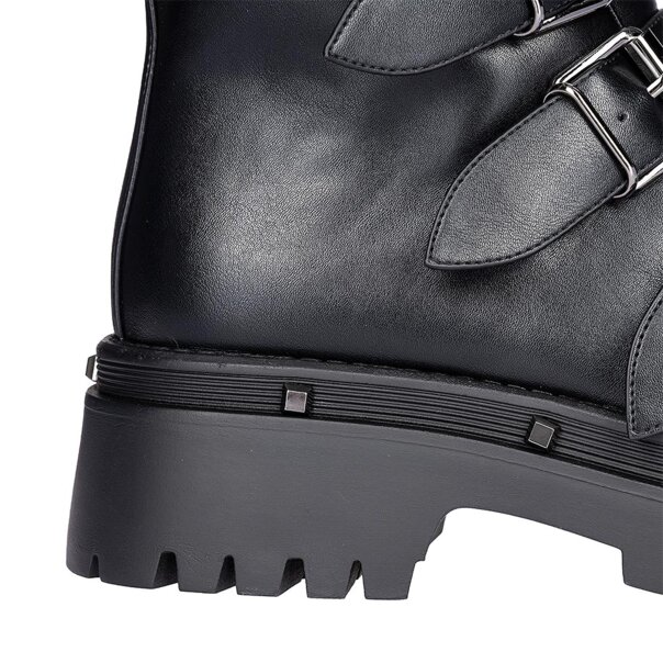 Bleeding Heart Buckle Boots (Black) | Alternative Footwear