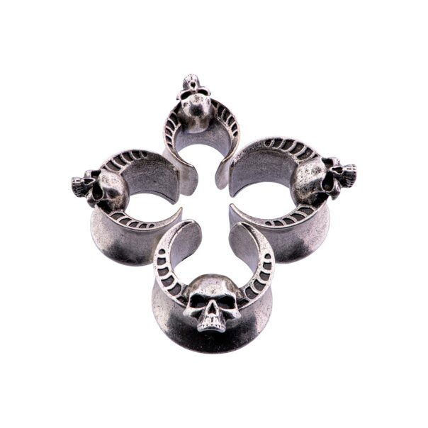Blue Banana Threadless Surgical Steel Skull Saddle Hanger (Silver)