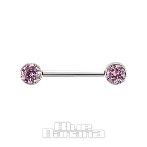 Blue Banana Titan Zirkonia Nippelstange Ohne Gewinde (Rosa)| Body Piercing Jewellery