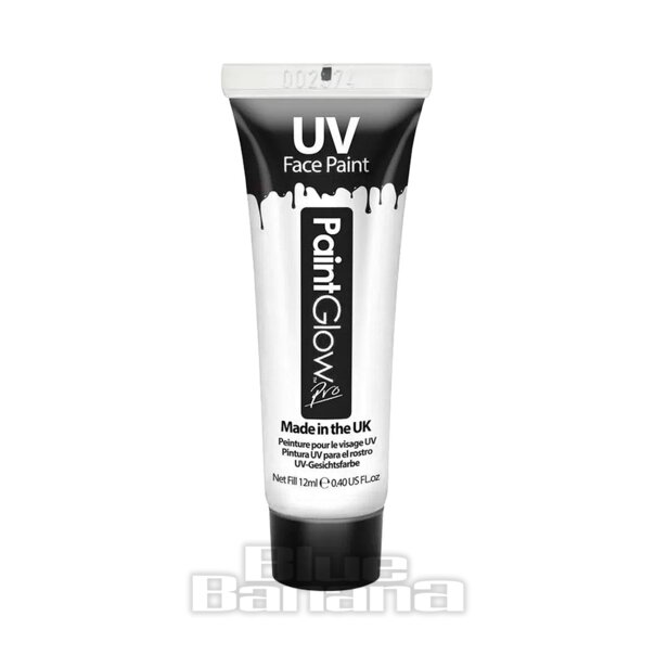 Vernice UV bianca per viso e corpo Paintglow (12 ml) | Trucco alla banana blu Paintglow