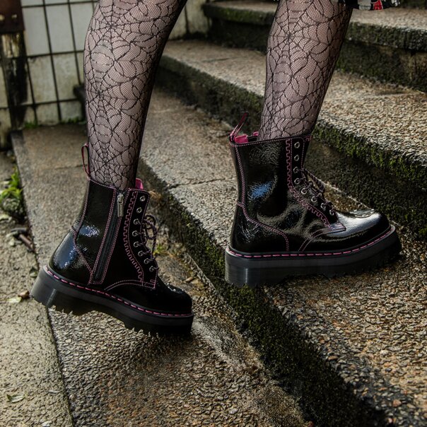 Stivali Dr Martens Jadon Patent Platform (Nero/Rosa) | Stivali Dr Martens alternativi