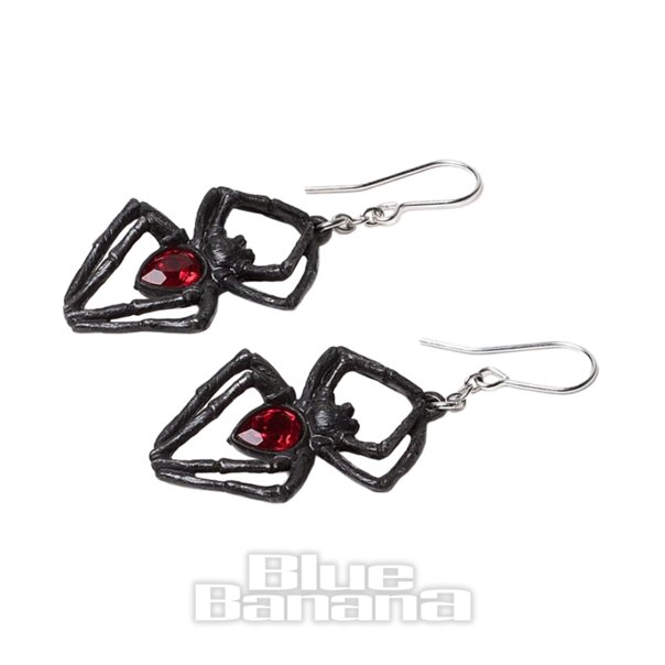 Coppia di orecchini Alchemy Gothic Black Widow (nero/rosso) | Blue Banana