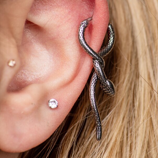 Blue Banana Surgical Steel Dangling Snake Ear Clicker (Silver) | Piercing Jewellery