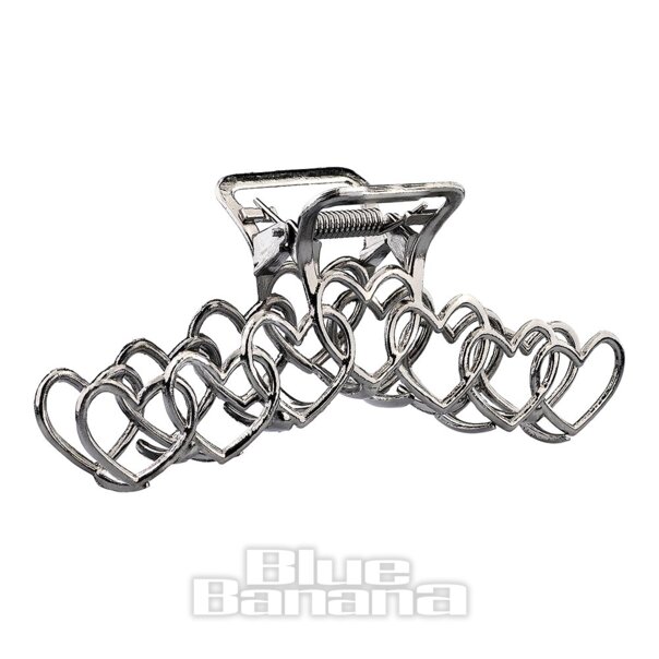 Blue Banana Hearts Hair Clip (Silver) | Alternative Accessories