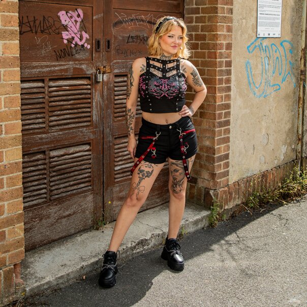 Heartless Honora Shorts (Black/Red) | Alternative Clothing