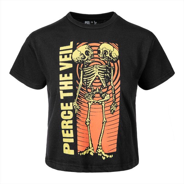Pierce The Veil Wavy Skeleton Crop-T-Shirt (Schwarz) | Kurze Band-T-Shirts
