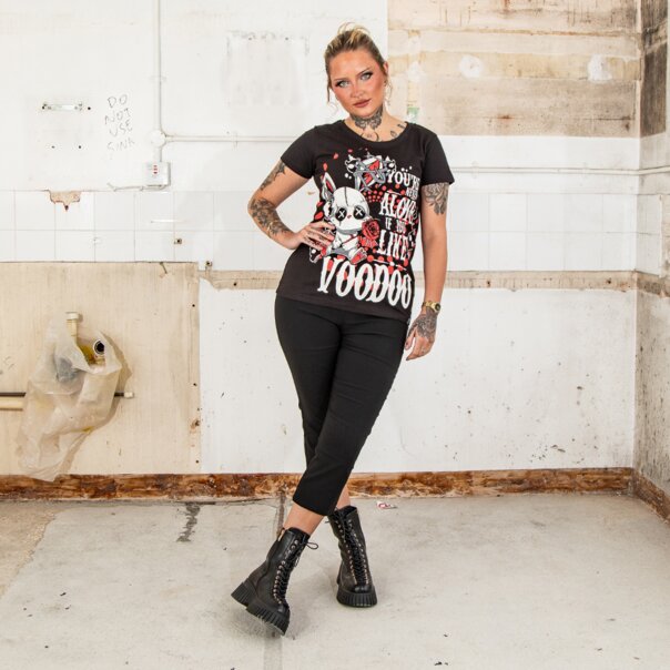 Cupcake Cult Ritual Bunny T-Shirt (Black/Red) | Alternative Print T-Shirt