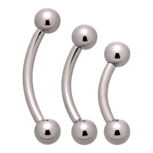 Blue Banana Polished Titanium Curved Barbell (Silver) | Body Piercing Jewellery