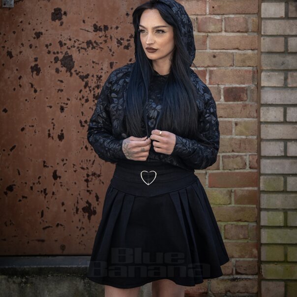 Jawbreaker Cat Crop Hoodie (Black) | Alternative Fashion, Goth Clothing