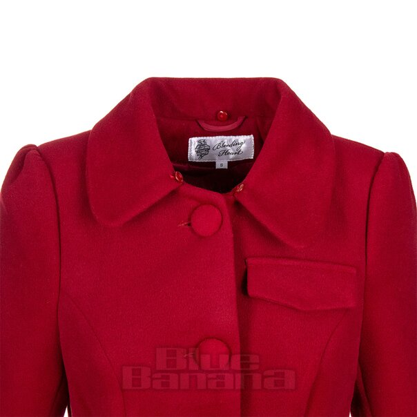 Blutendes Herz Roter Pelzkragenmantel | Vintage Mode