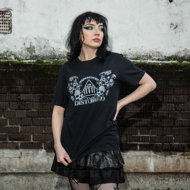 Offizielles Disturbed „Beware The Vultures“-T-Shirt (Schwarz) | Blue Banana Band-Merchandise