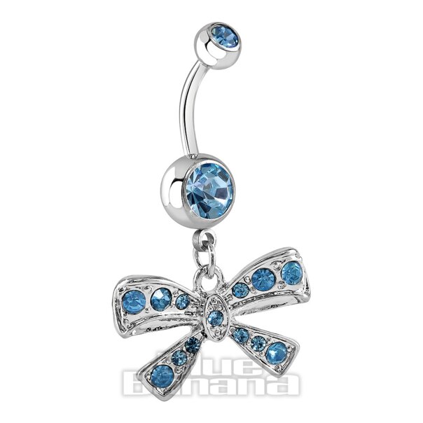 Bow Aqua Navel Bar | Belly Bar Piercing Jewellery