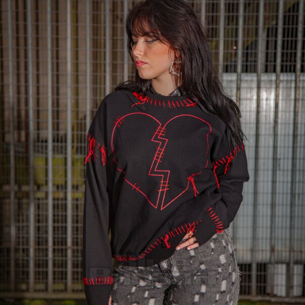 Poizen Industries Hanalei Broken Heart Jumper (Black/Red) | Blue Banana
