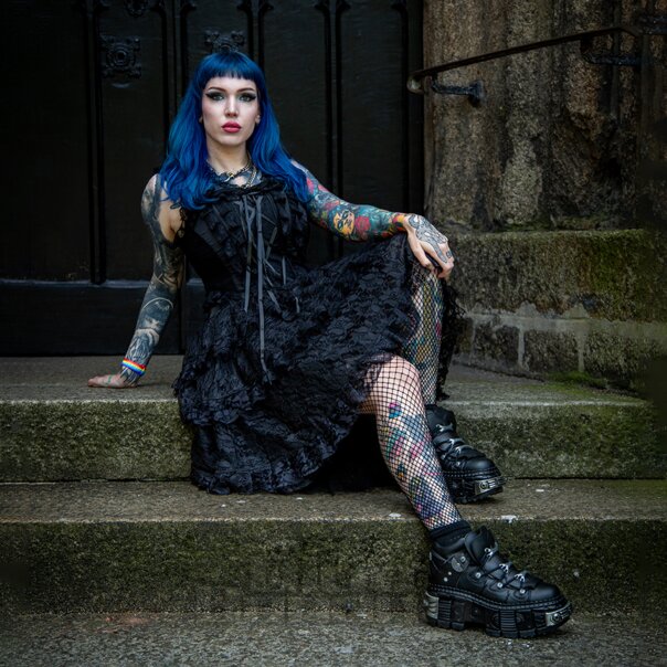 Bleeding Heart Clarissa Kleid (Schwarz) | Blue Banana Gothic Kleid