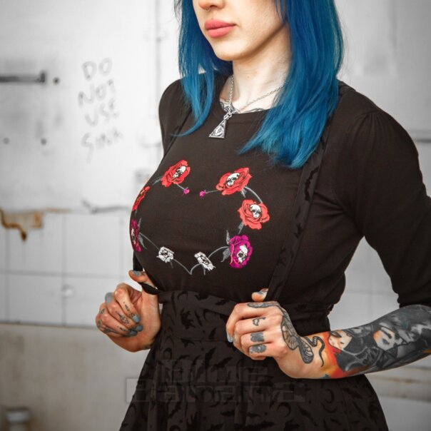 Jawbreaker Flower Skull Jumper (Black) | Blue Banana
