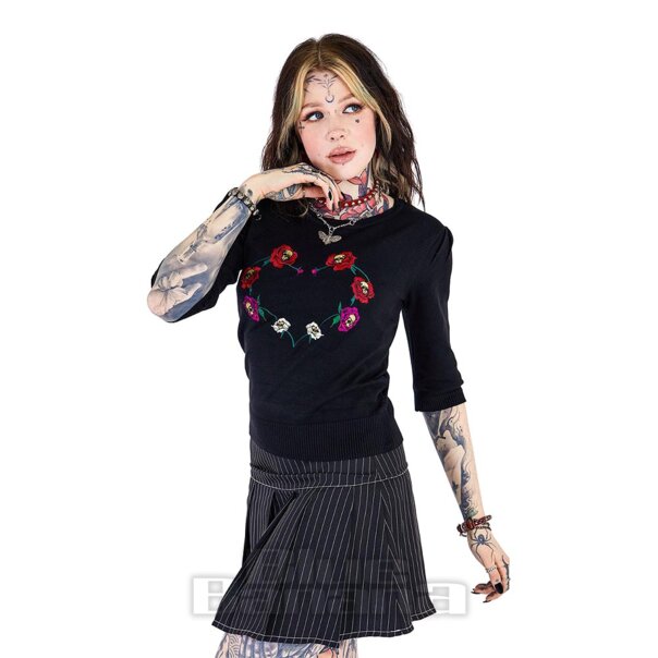 Jawbreaker Flower Skull Jumper (Black) | Blue Banana