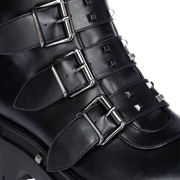 Bleeding Heart Buckle Boots (Black) | Alternative Footwear