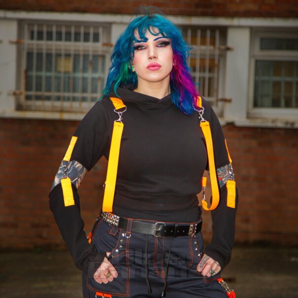 Poizen Industries Dystopian Hoodie (Black/Orange) | Blue Banana UK