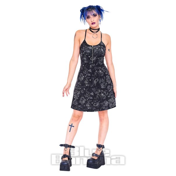 Jawbreaker Sternzeichen-Konstellation Mini Kleid (Schwarz) | Blue Banana